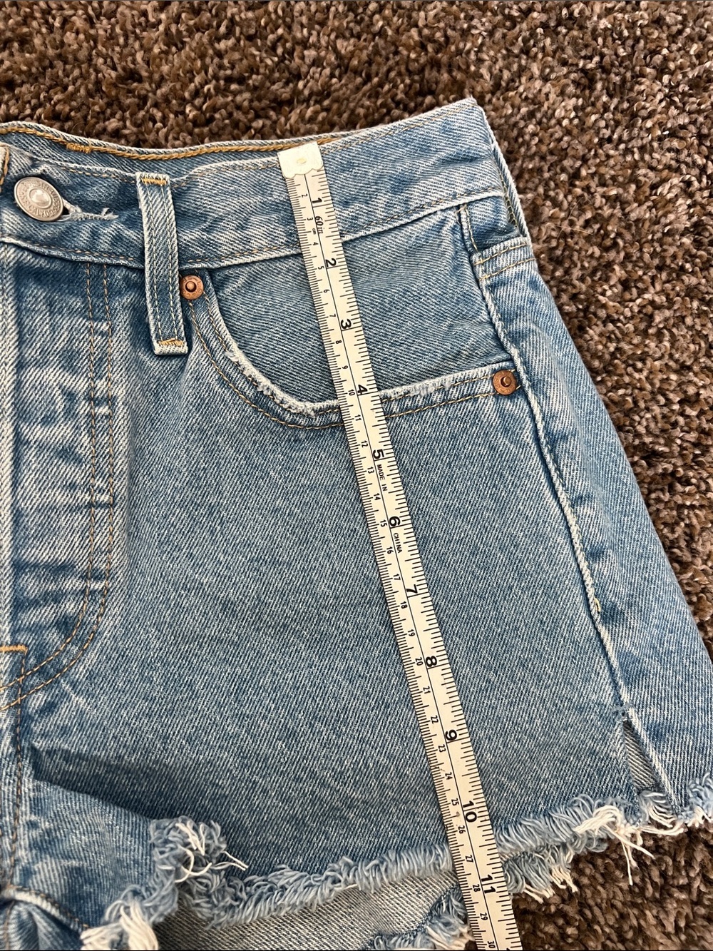 Levi's Light Blue High-Rise Cutoff Denim Shorts - Picture 8 of 13